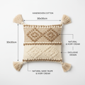 Sand taupe ivory diamond medallion cushion cover dimension infographic 30x30cm
