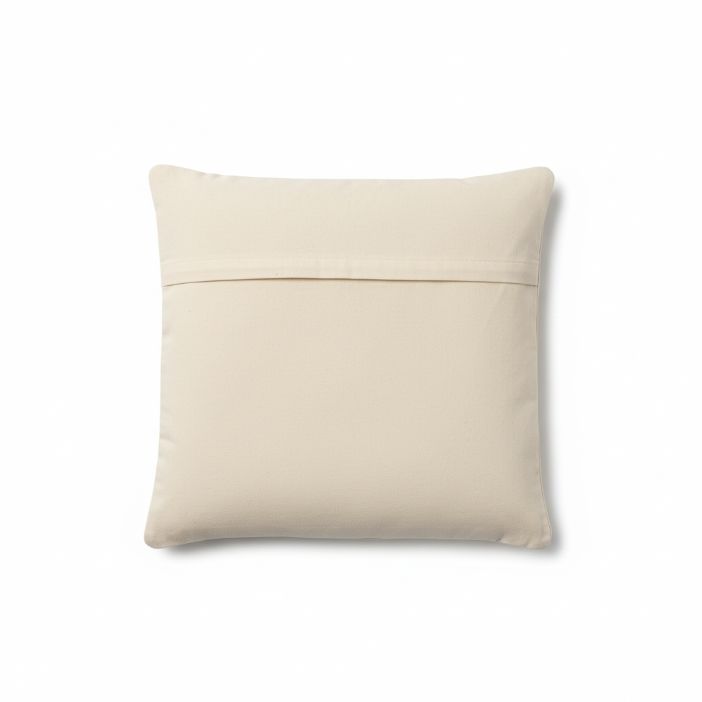 Back of ginkgo leaf cushion cover on white background showing envelope closure