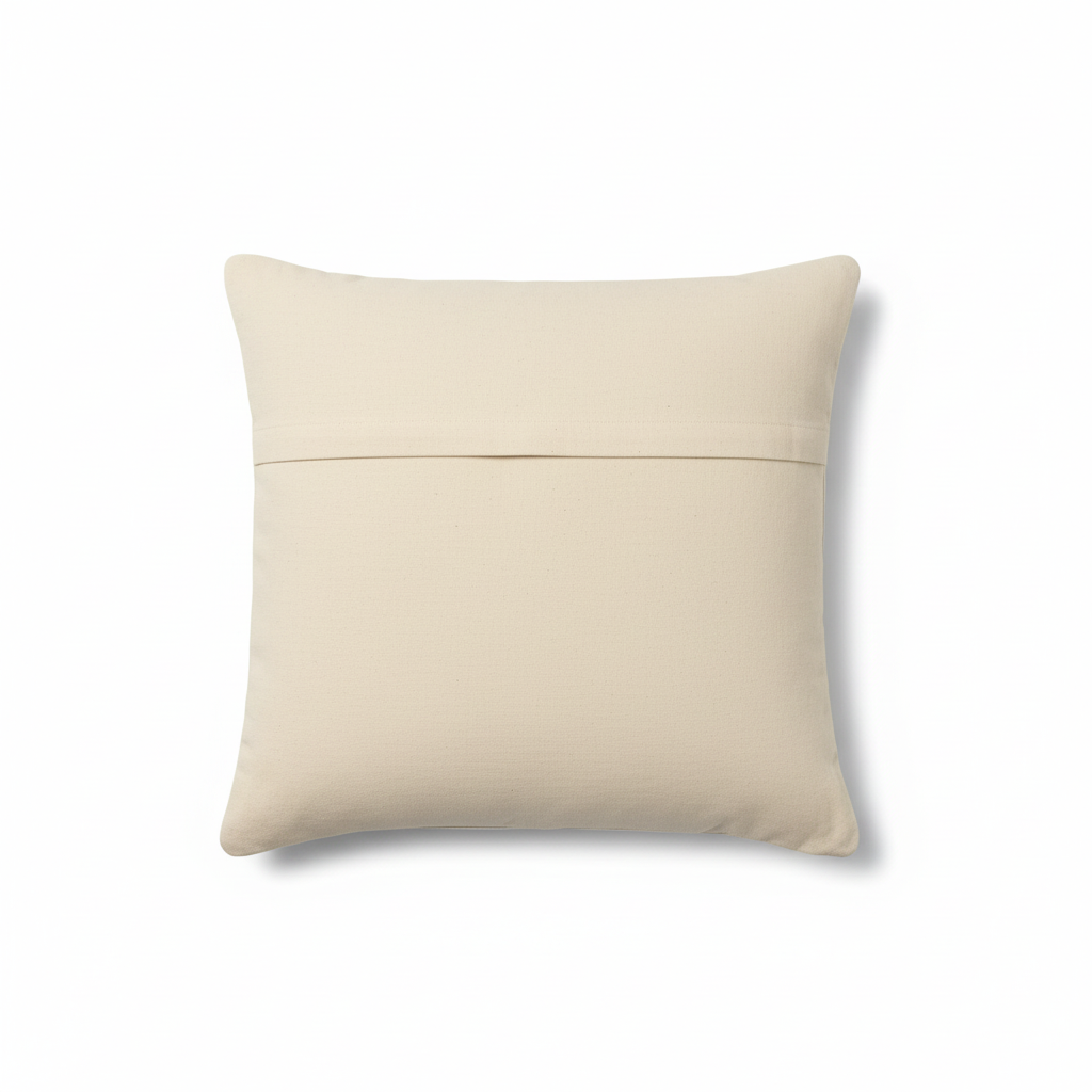 Back of navy daisy cushion cover on white background