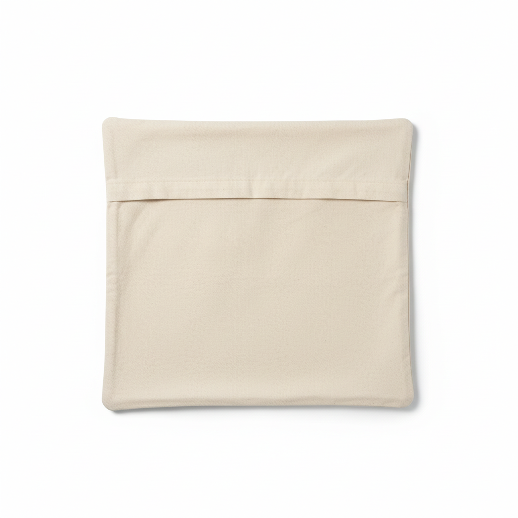 Back of daisy cushion cover on white background showing envelope closure