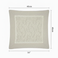 Cotton-linen paisley cushion cover with dimension overlay showing 40x40cm (16x16 inch)