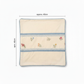 Floral embroidered cushion cover with dimension overlay showing 40x40cm (16x16 inch)