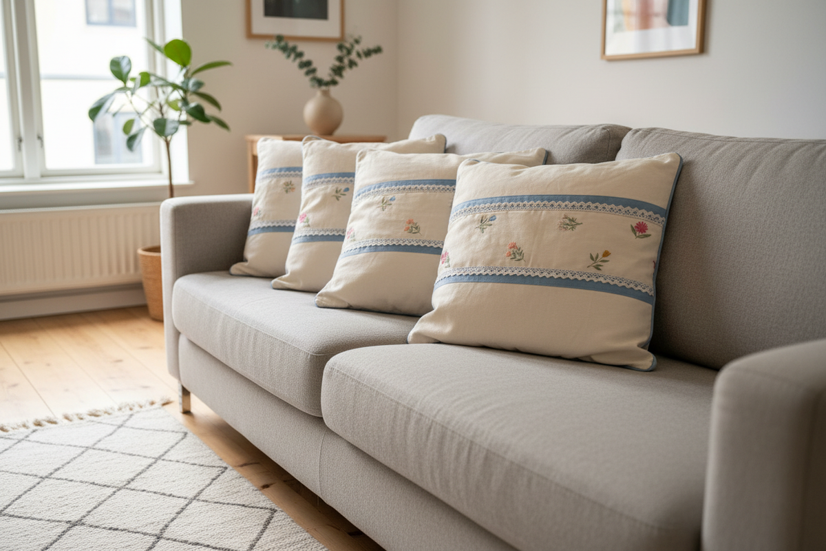 Multiple cushion covers in living room
